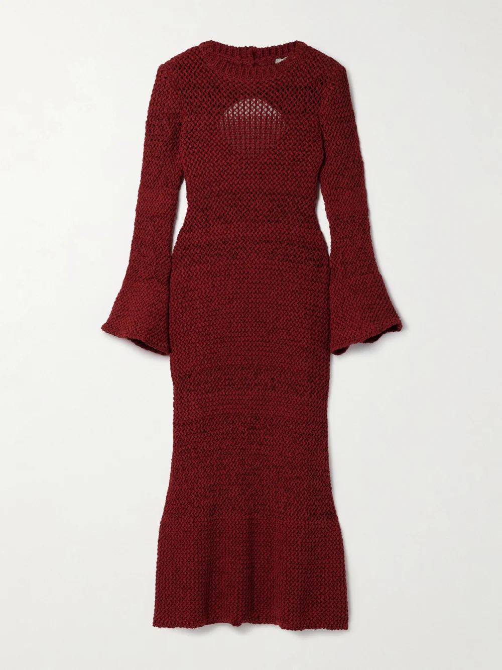 Liberowe Open-knit Organic Cotton-blend Midi Dress in brick