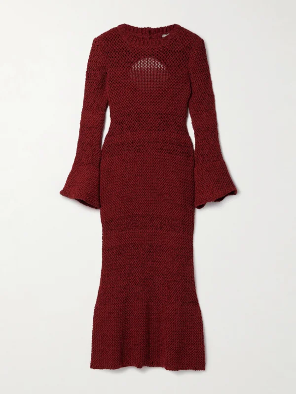 Liberowe Open-knit Organic Cotton-blend Midi Dress