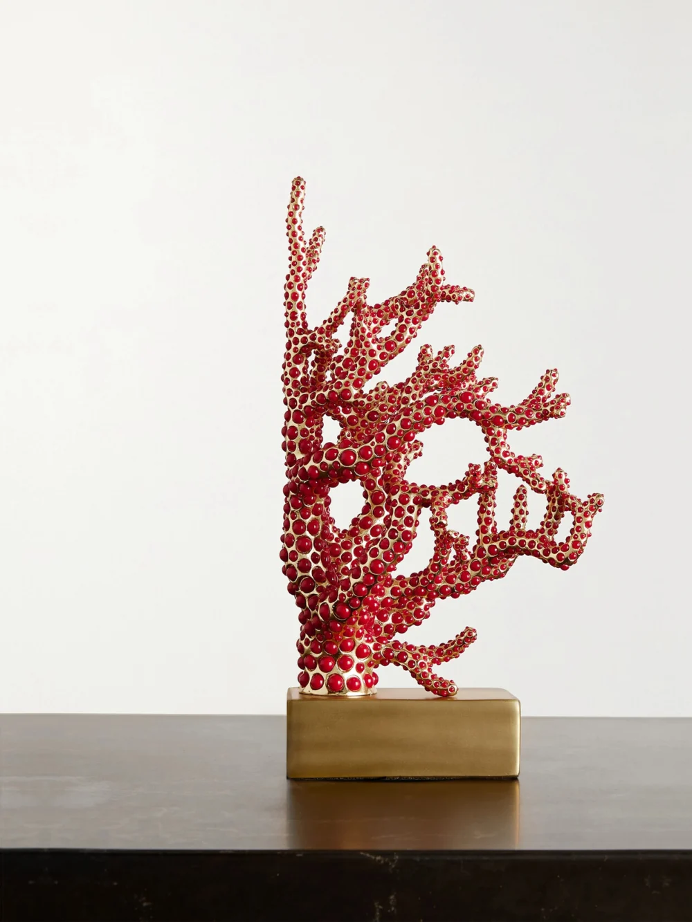 L'Objet 22cm Faux Coral and Gold-plated Bookend in red