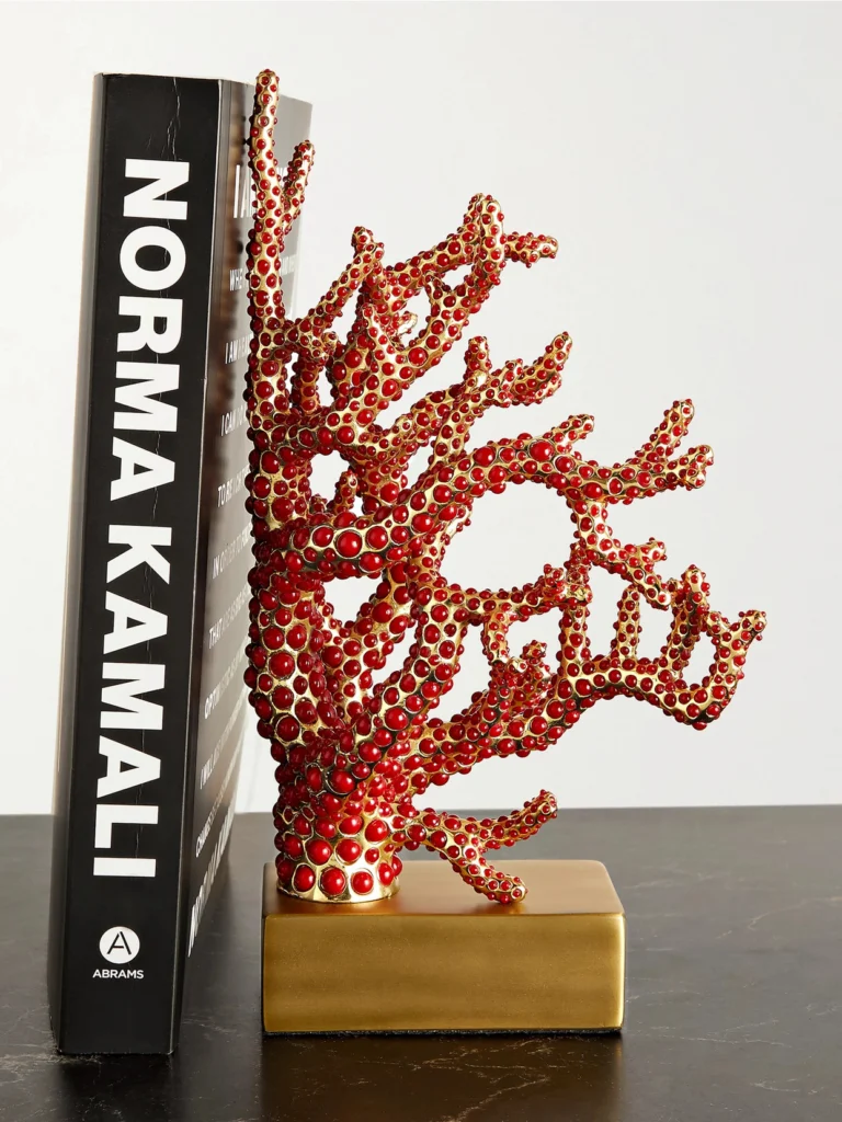 L'Objet 22cm Faux Coral and Gold-plated Bookend
