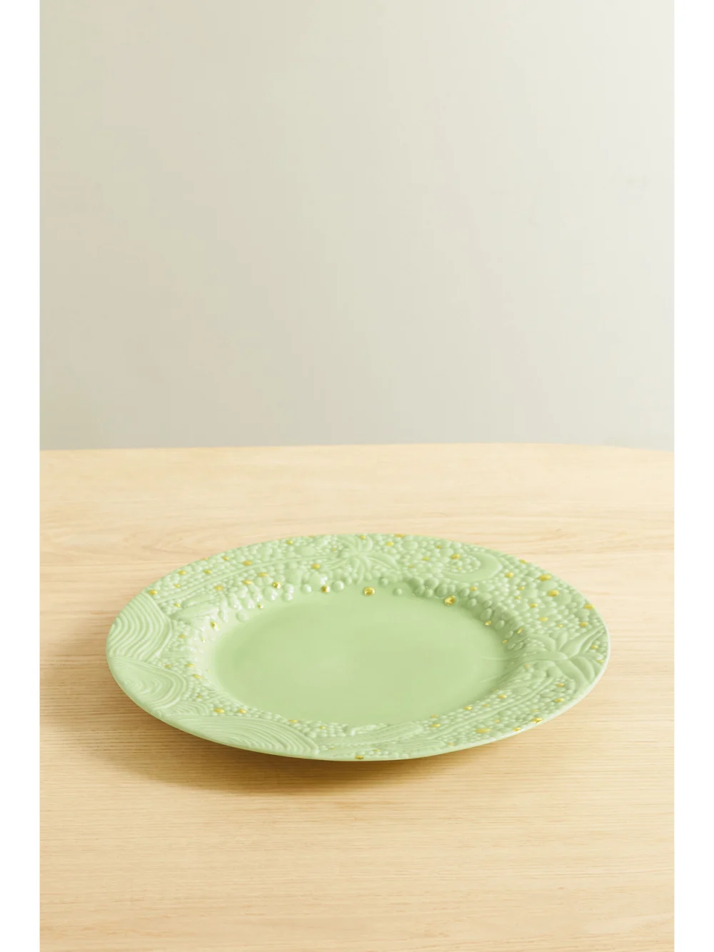 L'Objet + Haas Brothers Mojave Desert 32cm Gold-plated Porcelain Charger Plate in green