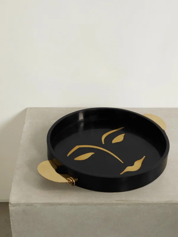 L'Objet + Kelly Behun Henri Resin and Brass Tray