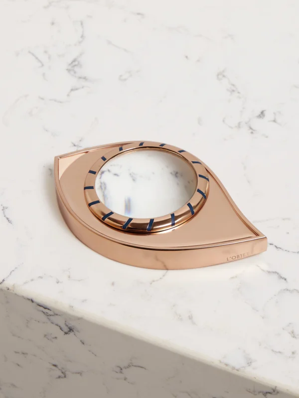 L'Objet + Lito 13cm Gold-plated Brass and Resin Magnifying Glass