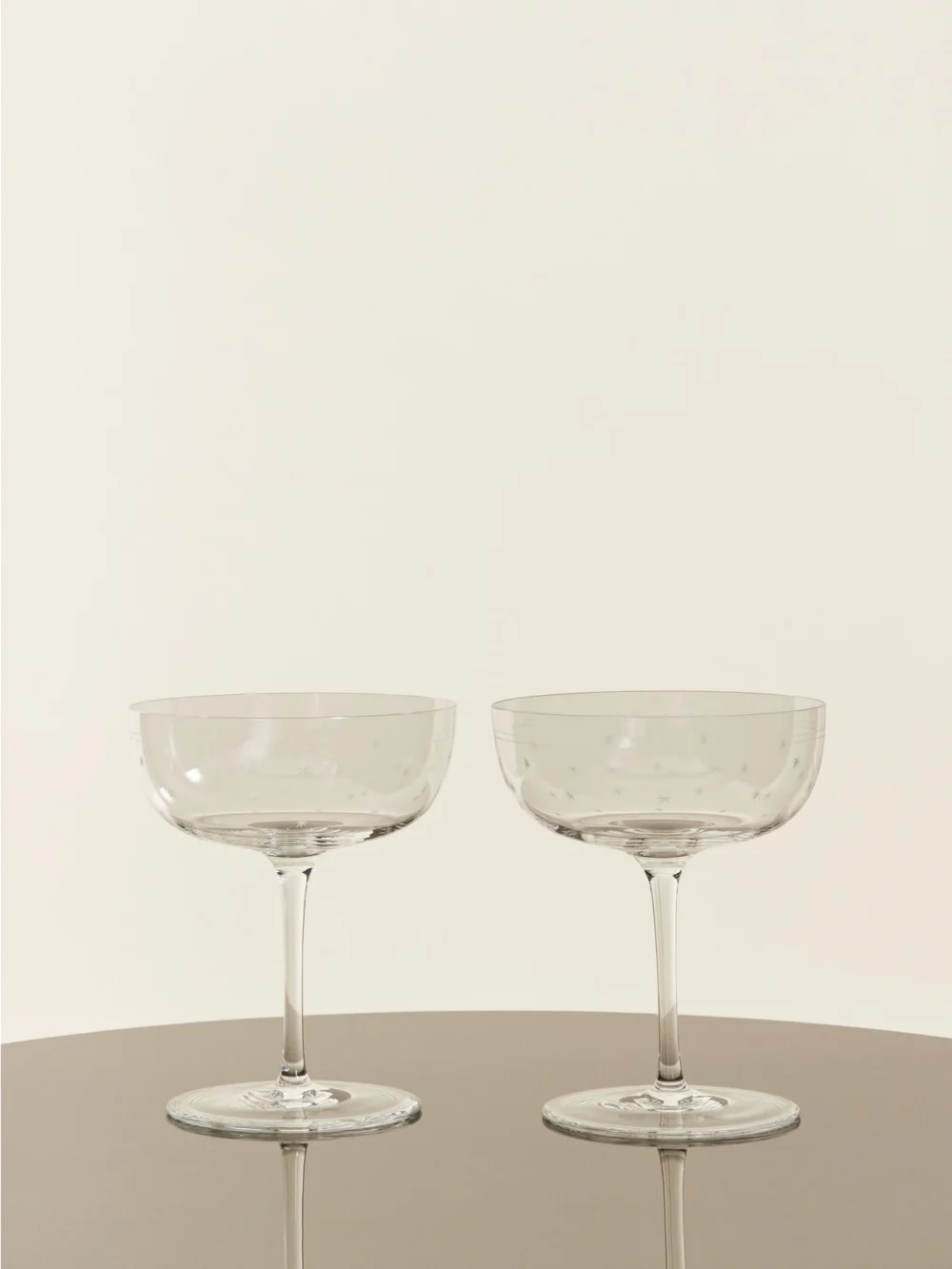 Lobmeyr Rothschild Stars Set of Two Crystal Champagne Cup in clear