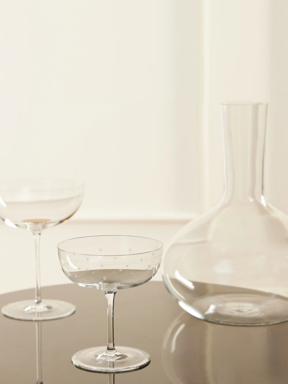 Lobmeyr Rothschild Stars Set of Two Crystal Champagne Cup, styled view