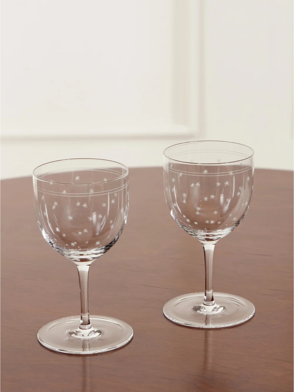 Lobmeyr Rothschild Stars Set of Two Crystal Wine Glasses in clear