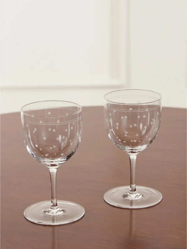 Lobmeyr Rothschild Stars Set of Two Crystal Wine Glasses