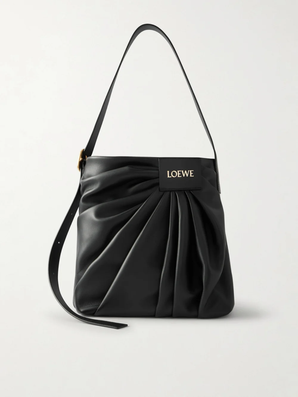 Loewe Featherlight Gathered Leather Tote in black