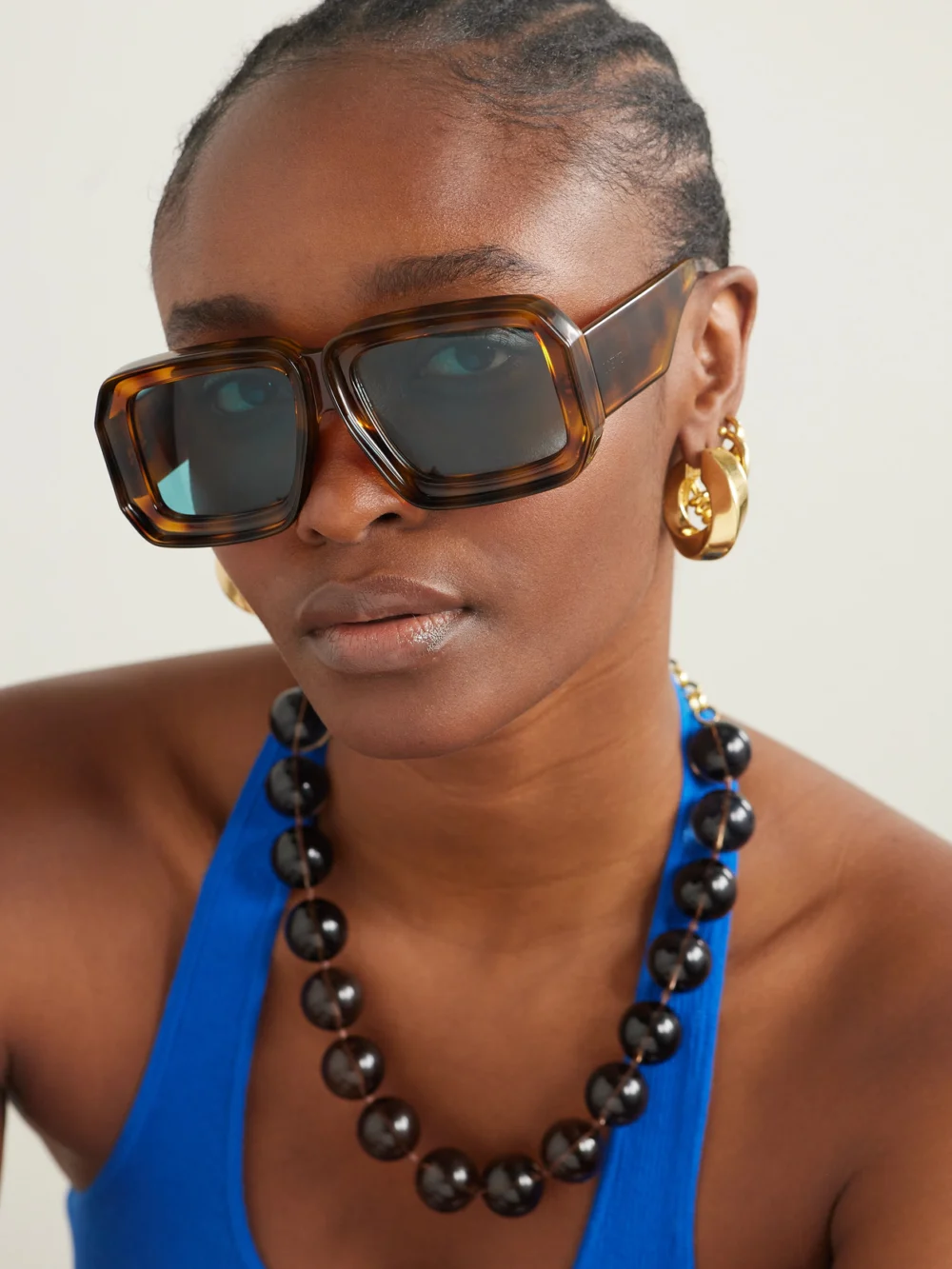 Loewe + Paula's Ibiza Square-frame Tortoiseshell Acetate Sunglasses, styled view