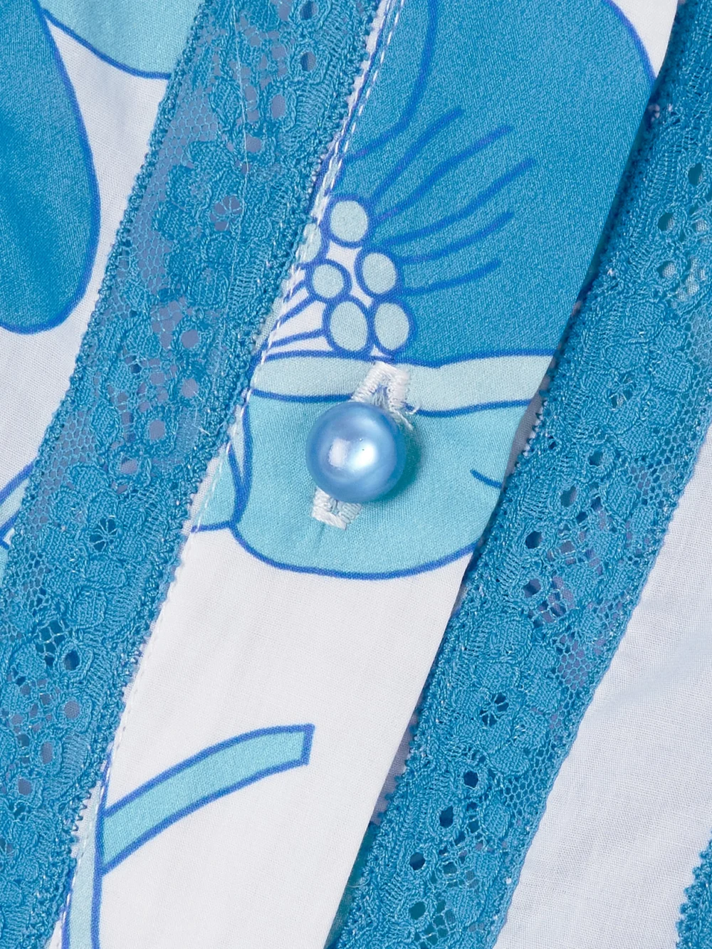Close-up detail of the Loretta Caponi Lace-trimmed Floral-print Cotton-voile Top
