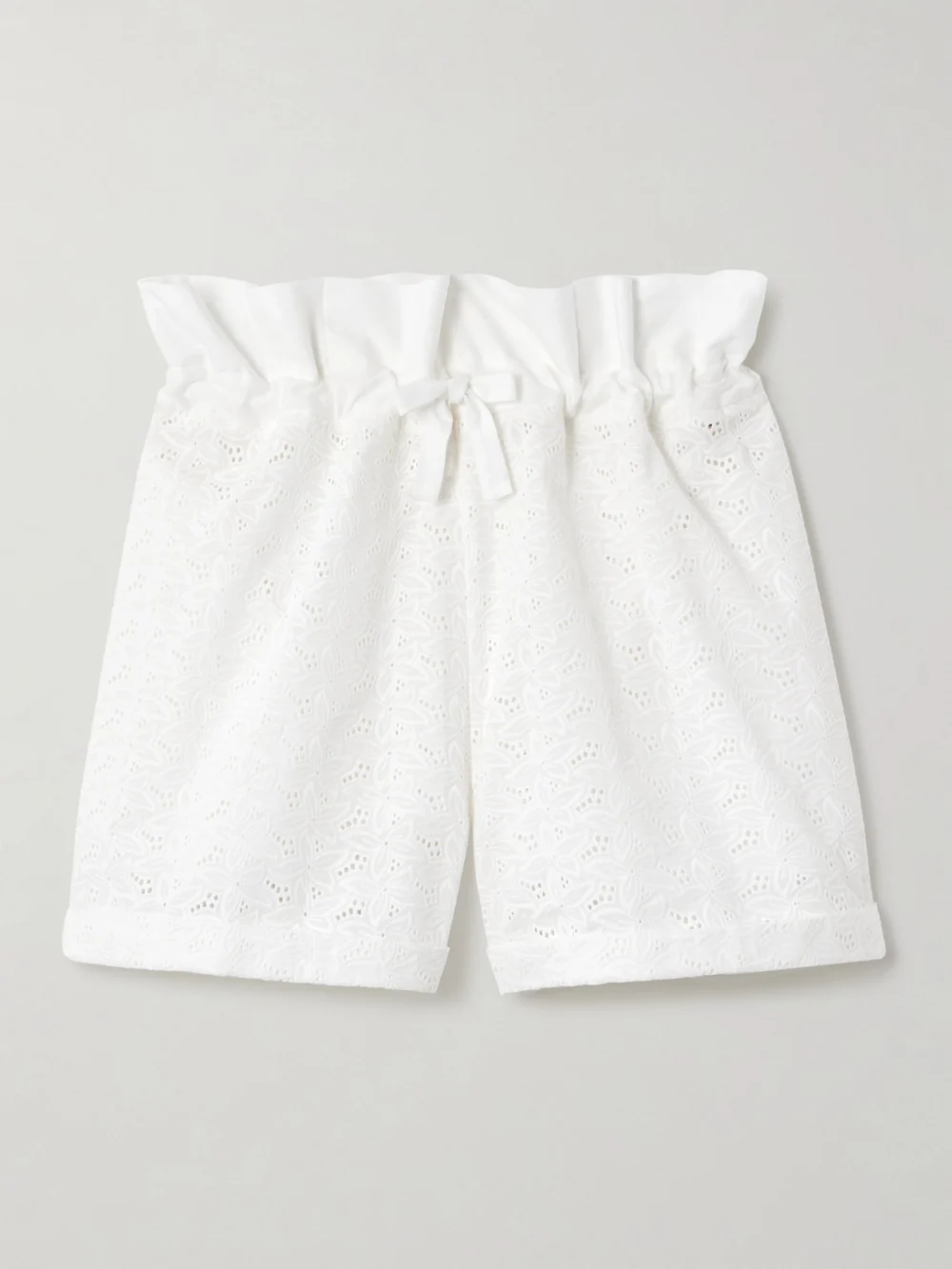 Loretta Caponi Marissa Broderie Anglaise Cotton Shorts in white