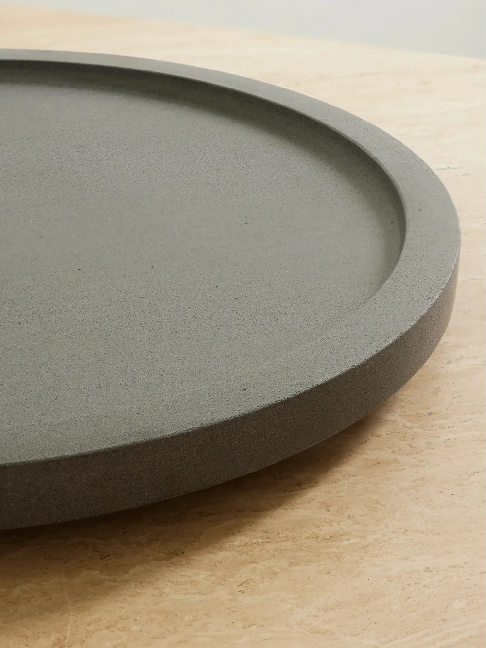 Close-up detail of the Louise Roe 10 Gallery Object 46cm Basalt Tray