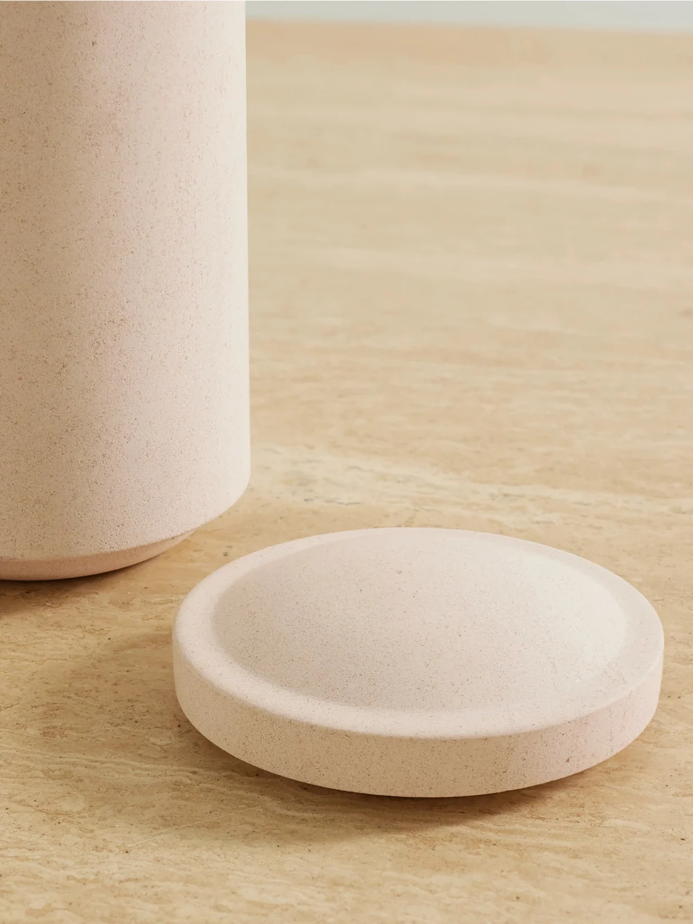 Close-up detail of the Louise Roe Gallery Object 03 Limestone Jar