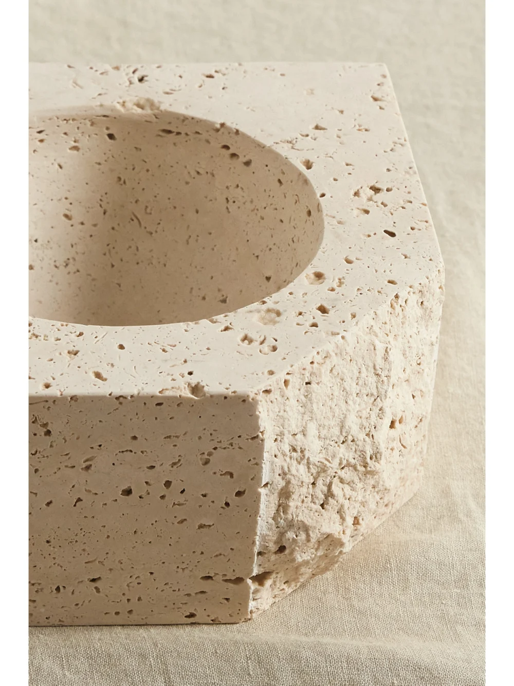 Close-up detail of the Louise Roe Gallery Object Stone Candle Holder