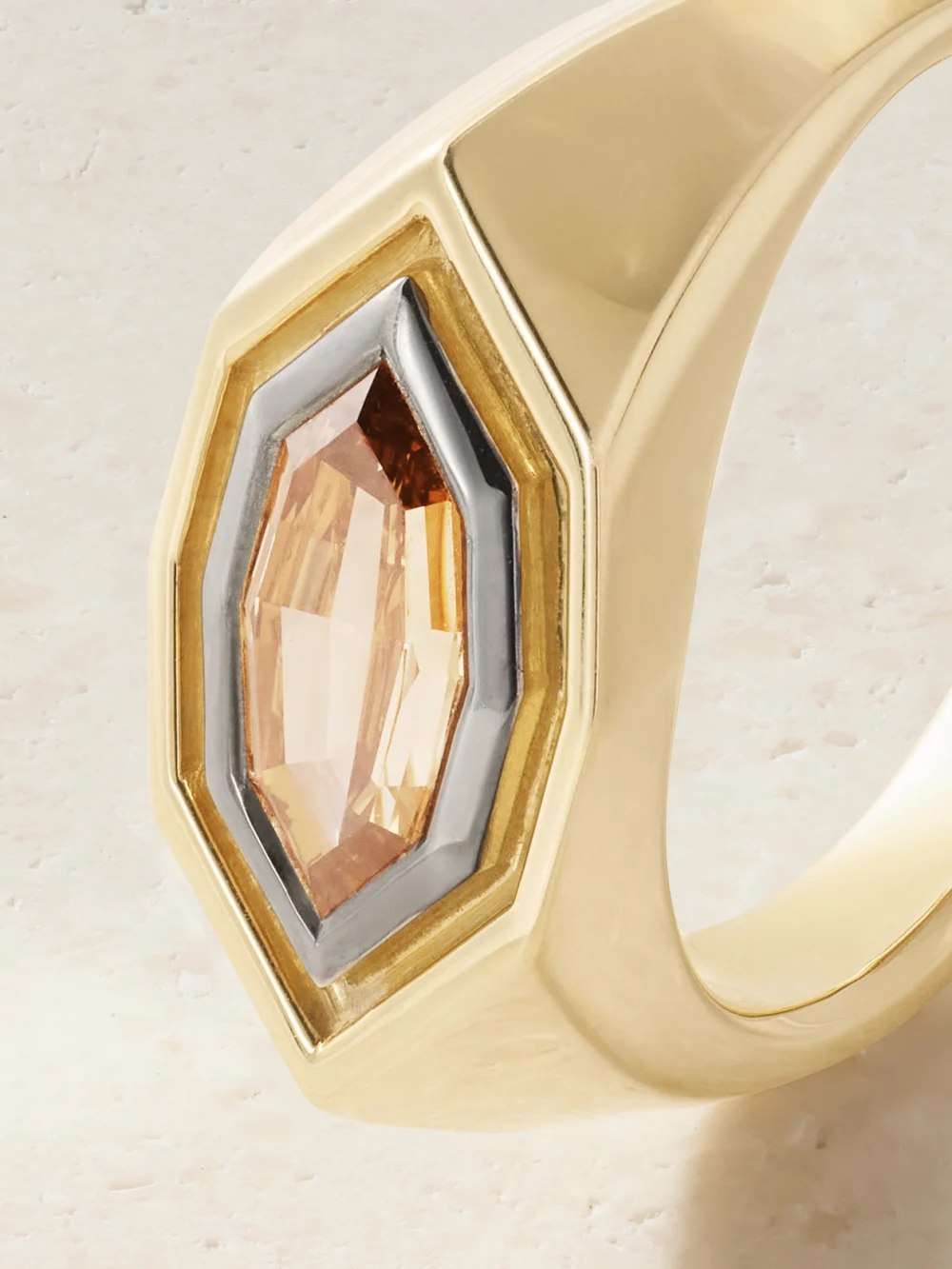 Close-up detail of the Lucy Delius Insignia 18-karat Gold Diamond Ring
