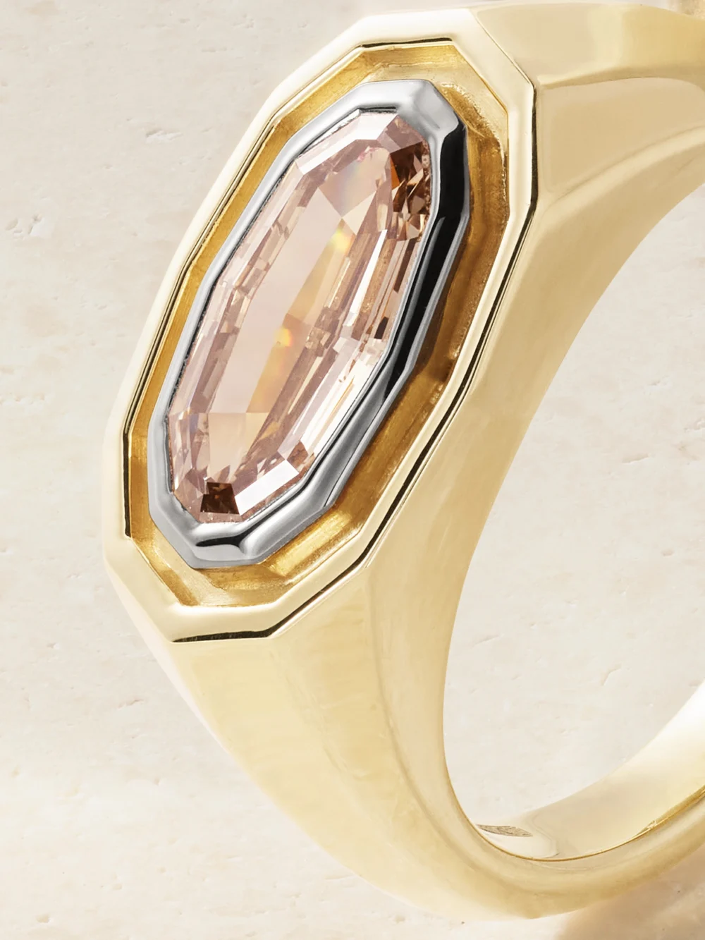 Close-up detail of the Lucy Delius Insignia 18-karat Gold Diamond Ring