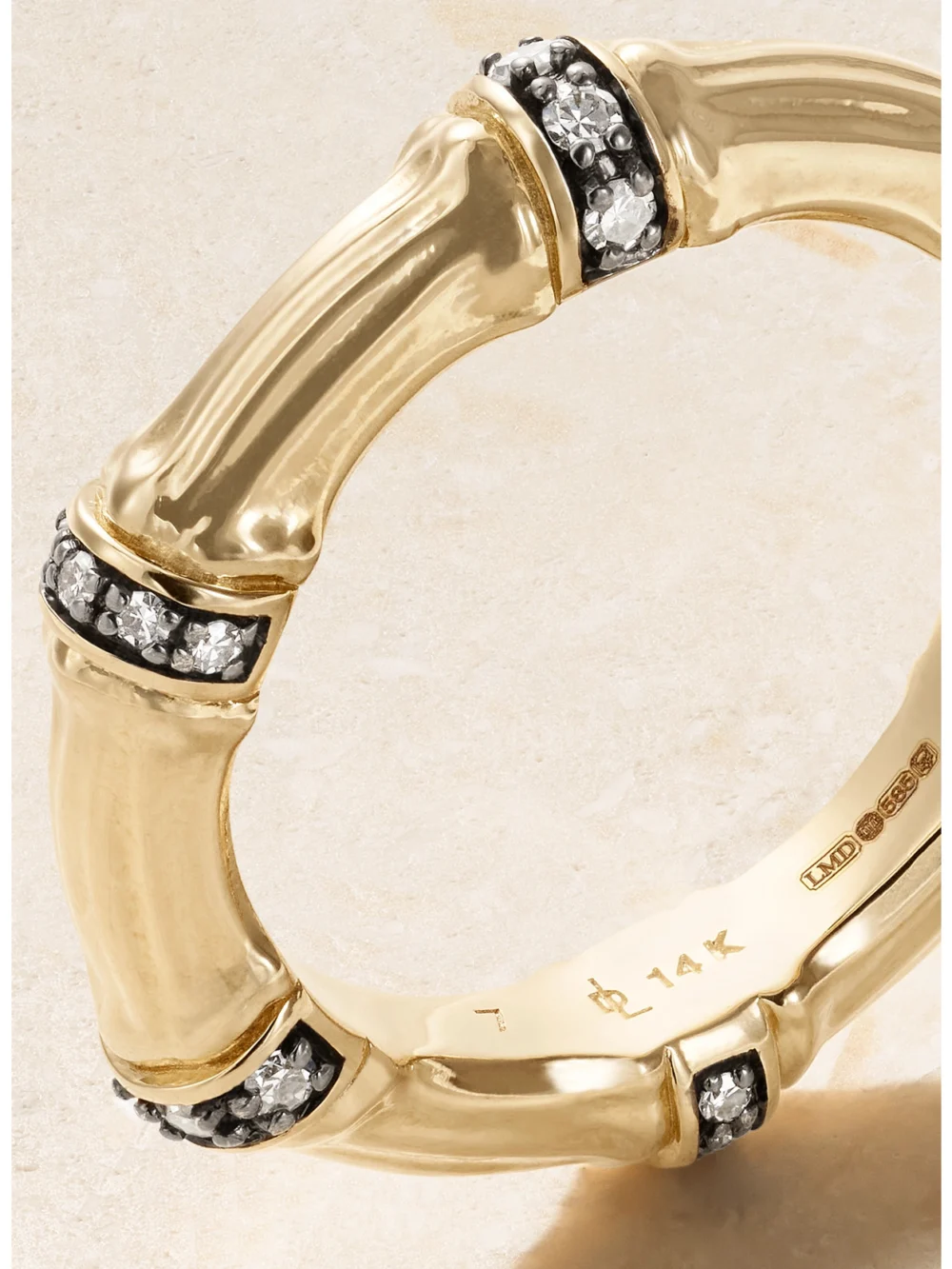 Close-up detail of the Lucy Delius Sciura 14-karat Gold Rhodium-plated Diamond Ring