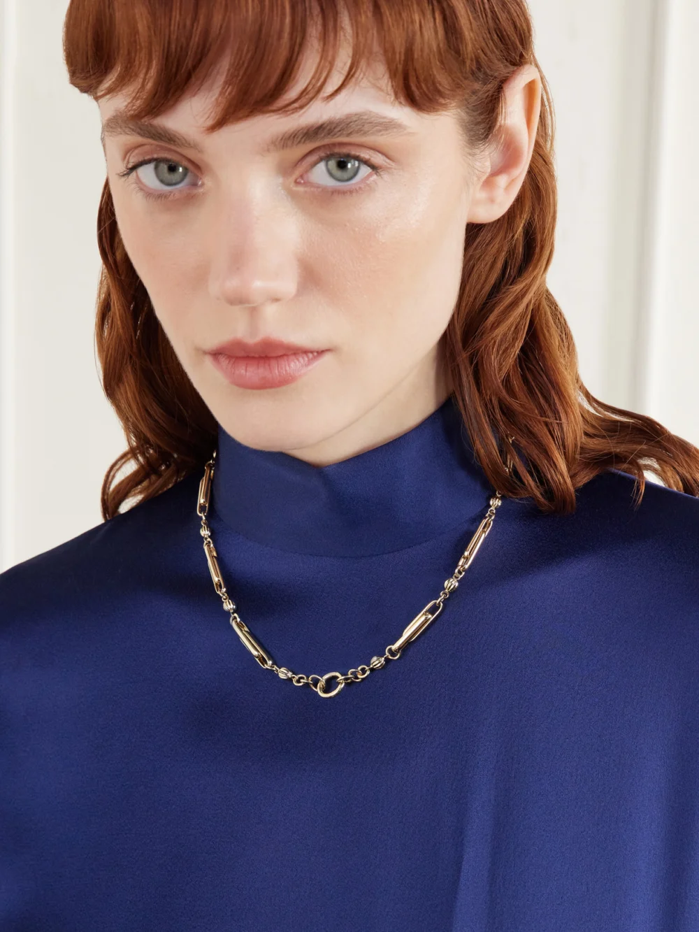 Lucy Delius Stirrup 14-karat Gold Necklace, styled view