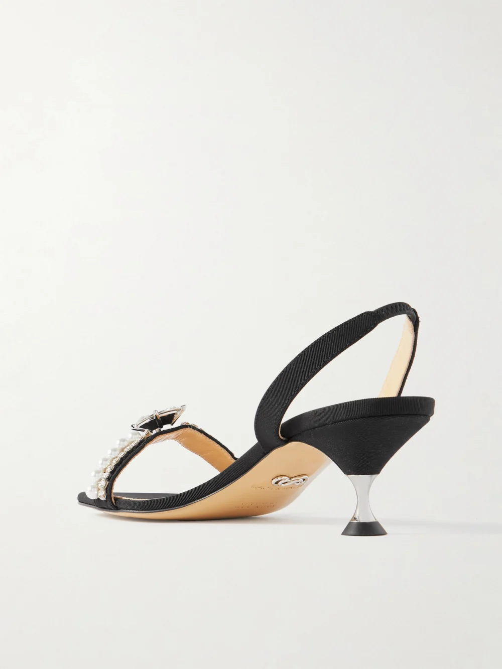 Back view of the Mach & Mach Diamond of Elizabeth Embellished Faille Slingback Sandals