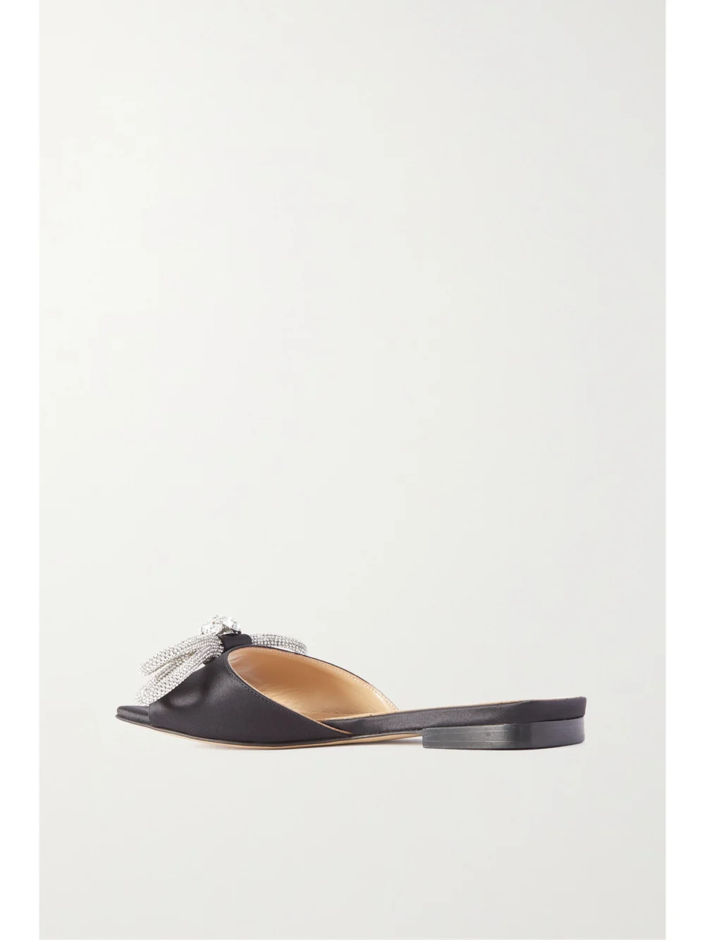 Back view of the Mach & Mach Double Bow Crystal-embellished Satin Slides