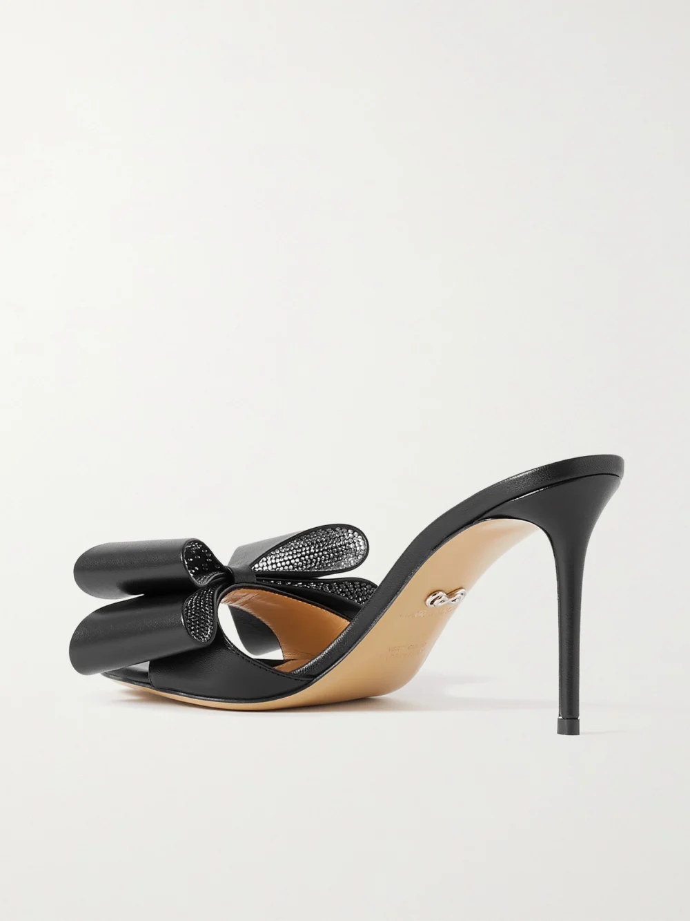 Back view of the Mach & Mach Le Cadeau Crystal-embellished Leather Mules