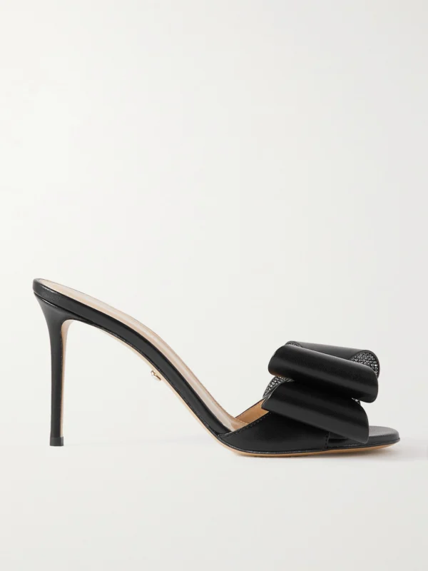 Mach & Mach Le Cadeau Crystal-embellished Leather Mules