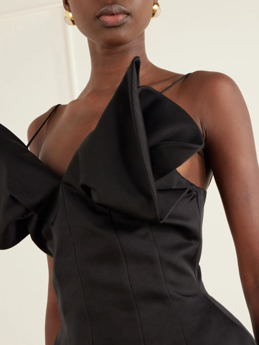 Close-up detail of the Magda Butrym Cotton and Silk-blend Mini Dress