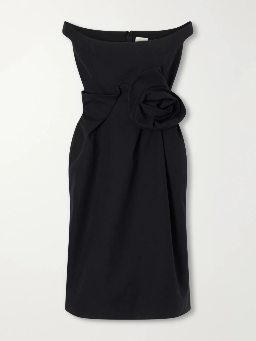 Magda Butrym Floral-appliquéd Off-the-shoulder Cotton Midi Dress in black