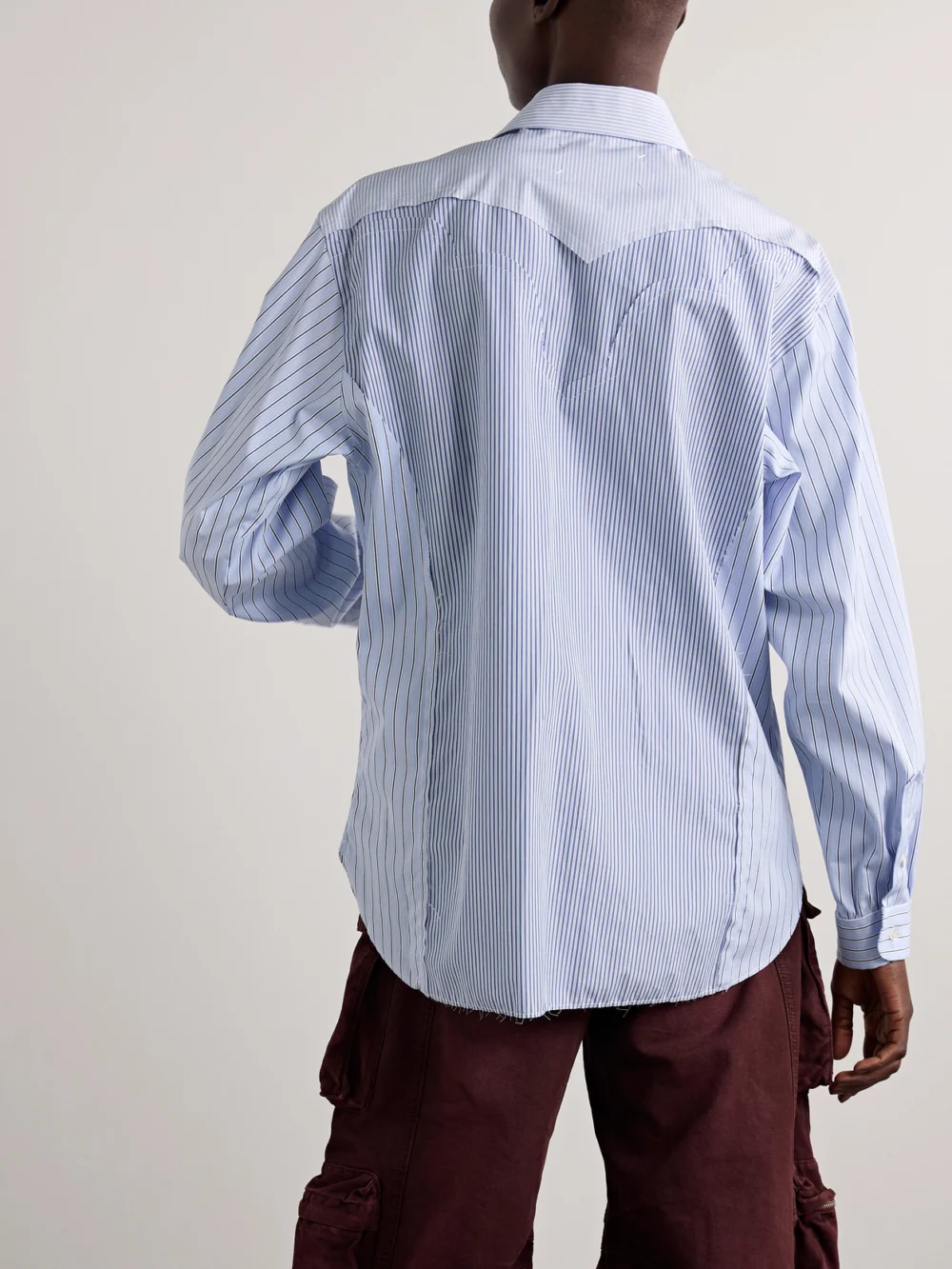 Back view of the Maison Margiela Paneled Striped Cotton-poplin Shirt