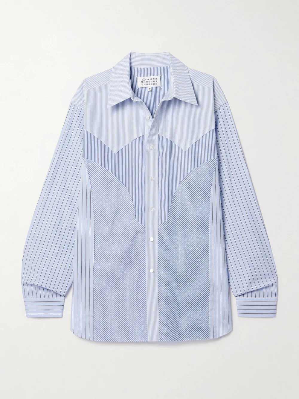 Maison Margiela Paneled Striped Cotton-poplin Shirt in blue