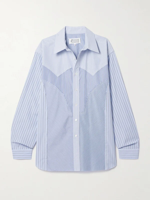 Maison Margiela Paneled Striped Cotton-poplin Shirt