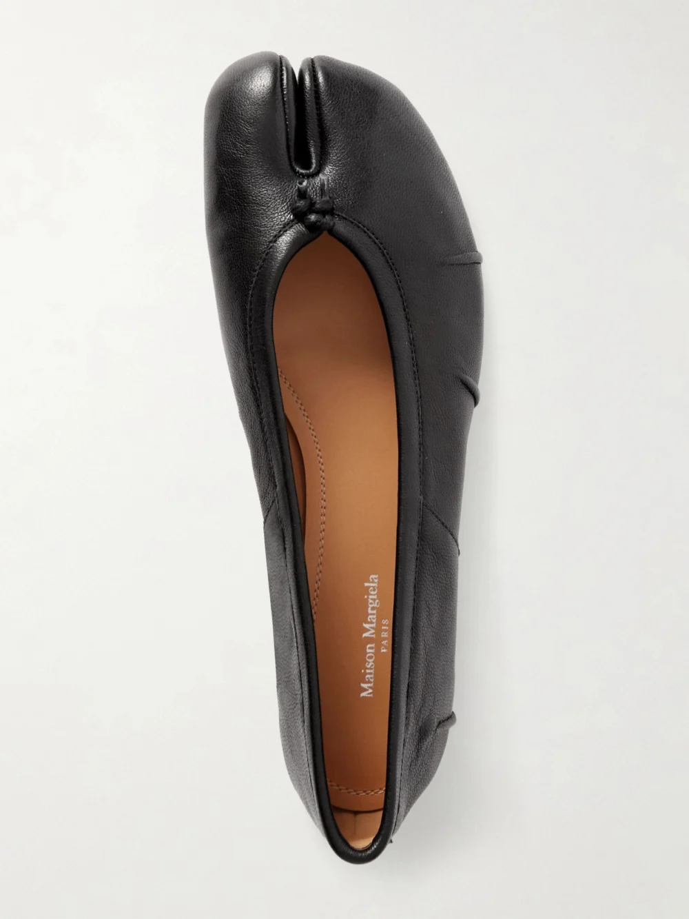 Maison Margiela Tabi Split-toe Textured Leather Ballet Flats in black
