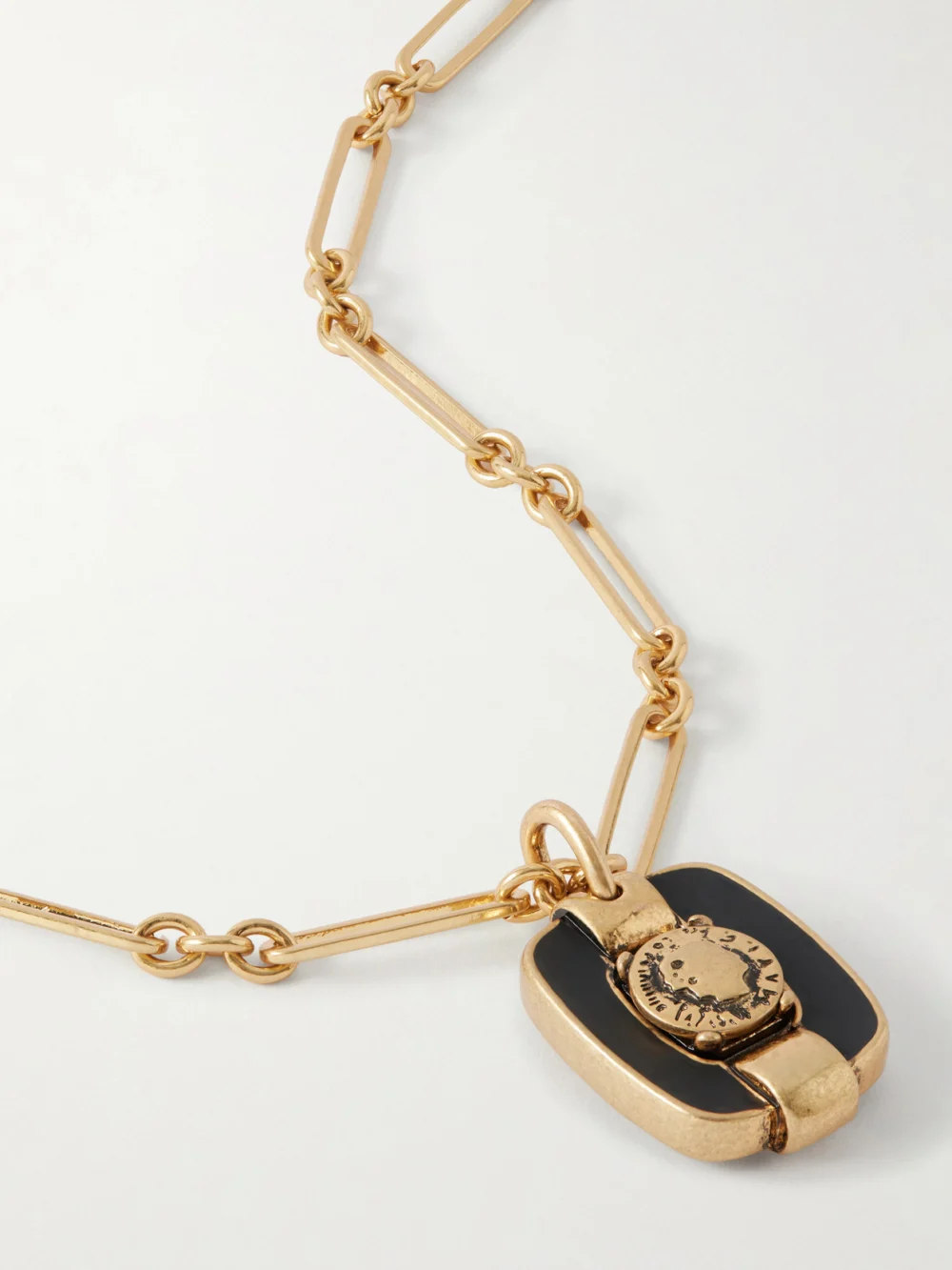Close-up detail of the Maison Mayle Figura M Gold-plated Enamel Necklace