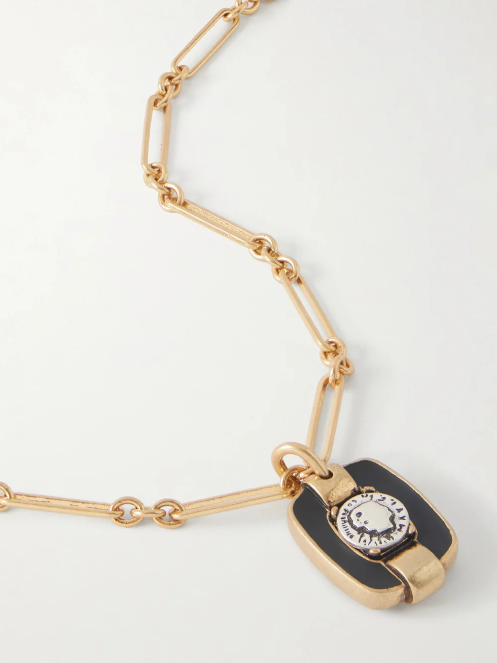 Close-up detail of the Maison Mayle Figura M Gold-plated Enamel Necklace