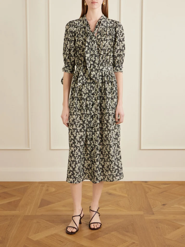 Maison Mayle Lala Patterned Silk-crepe Midi Dress