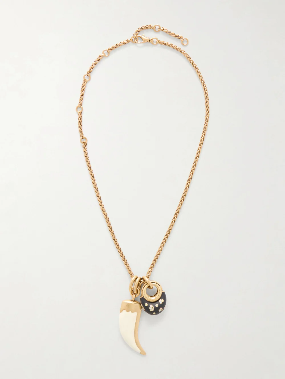 Maison Mayle Niki Horn of Plenty Gold-plated and Enamel Necklace in multi