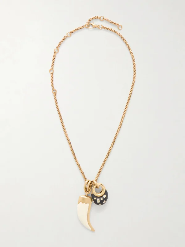 Maison Mayle Niki Horn of Plenty Gold-plated and Enamel Necklace