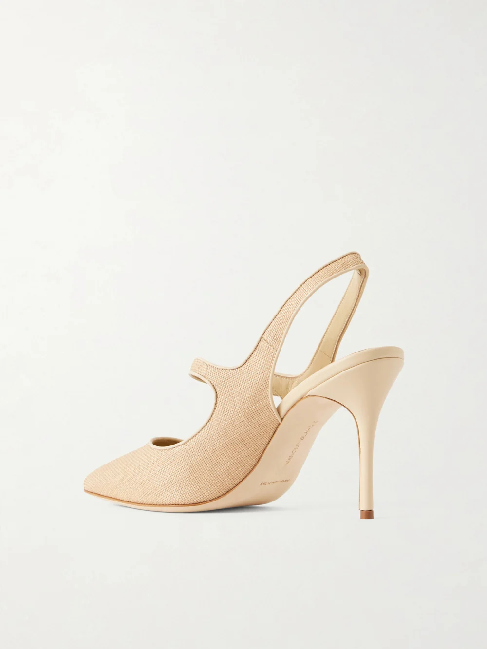Back view of the Manolo Blahnik Campari 90 Suede Slingback Pumps