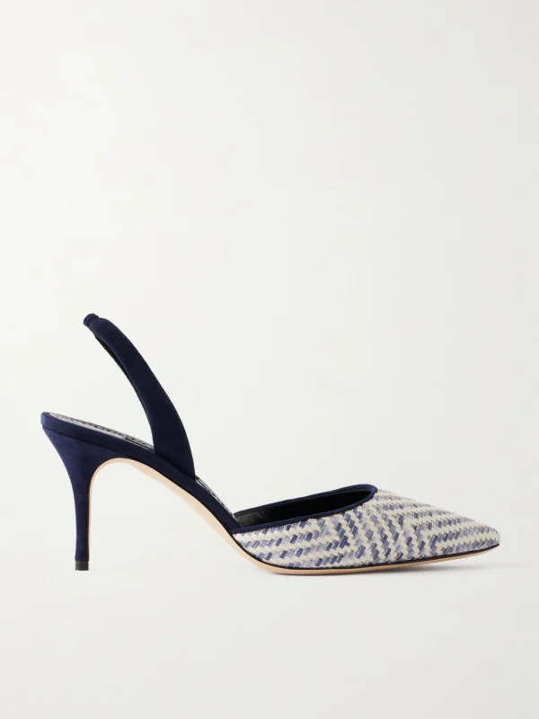 Manolo Blahnik Carolyne 70 Raffia Slingback Pumps