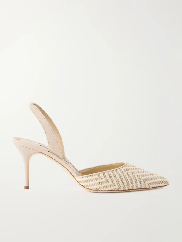 Manolo Blahnik Carolyne 70 Raffia Slingback Pumps