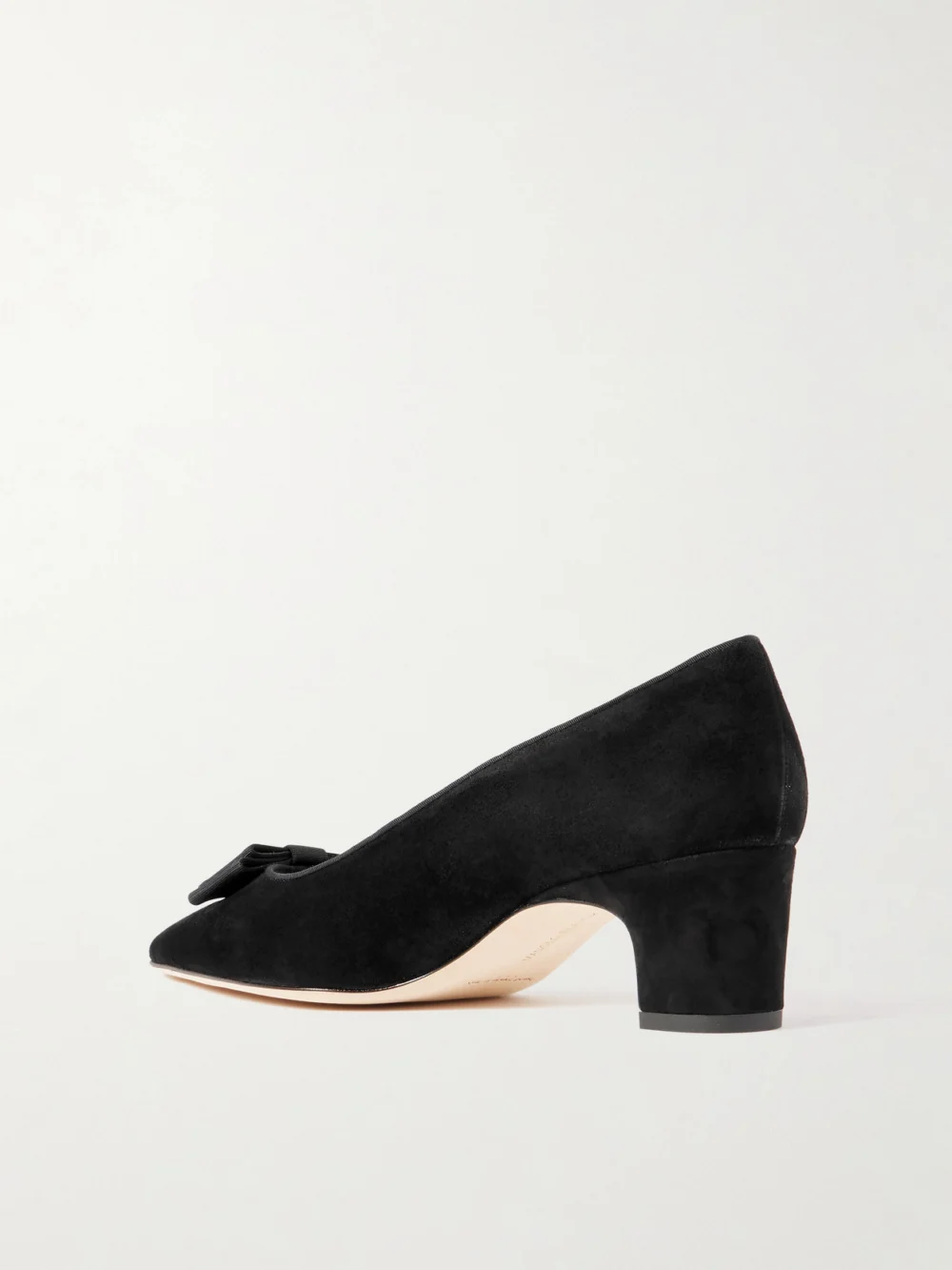 Back view of the Manolo Blahnik Reador 50 Bow-detailed Suede Pumps