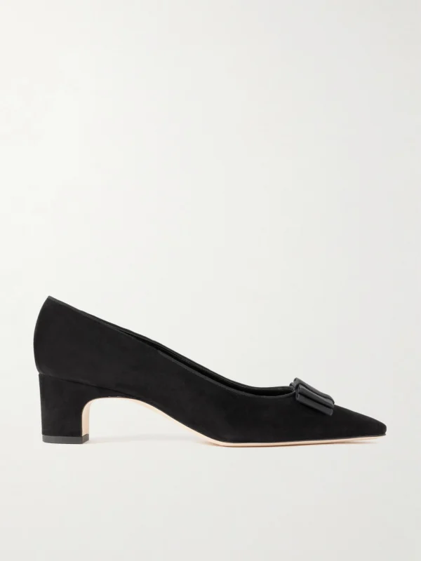 Manolo Blahnik Reador 50 Bow-detailed Suede Pumps