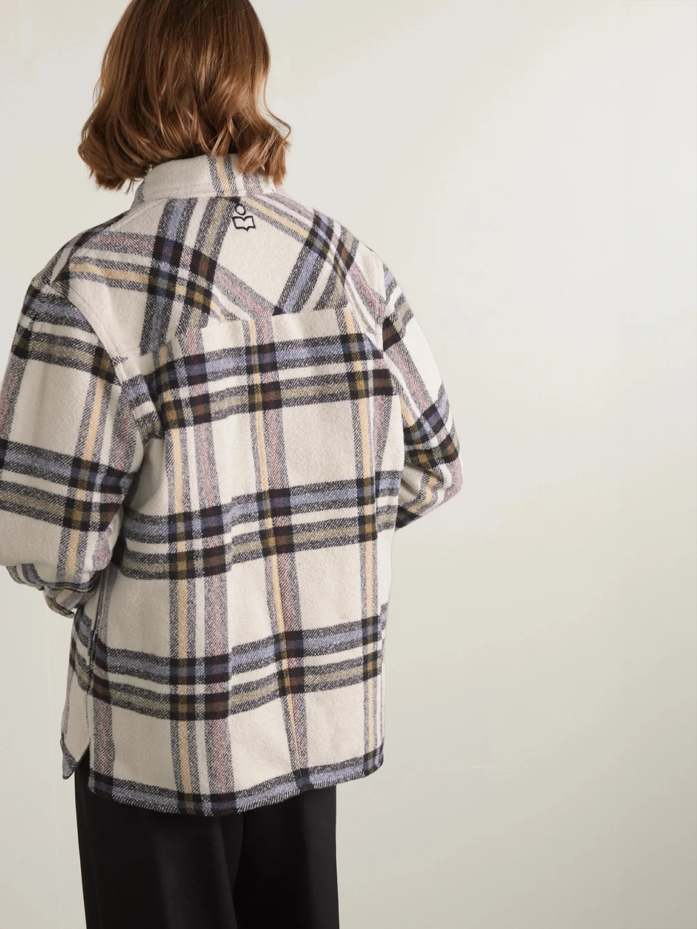 Back view of the Marant Étoile Ervey Checked Flannel Jacket
