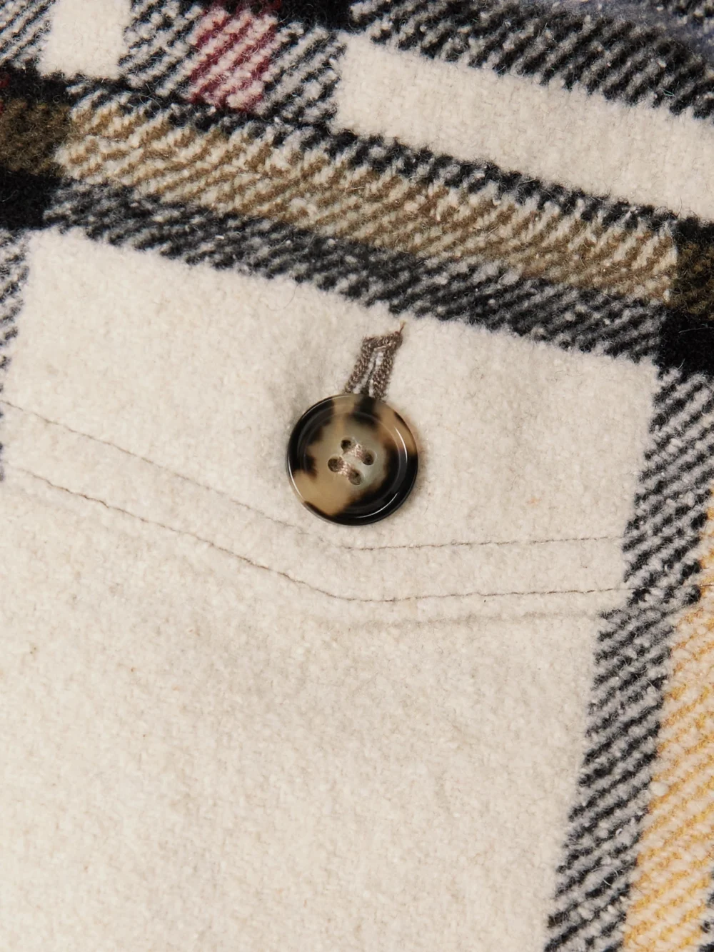 Close-up detail of the Marant Étoile Ervey Checked Flannel Jacket