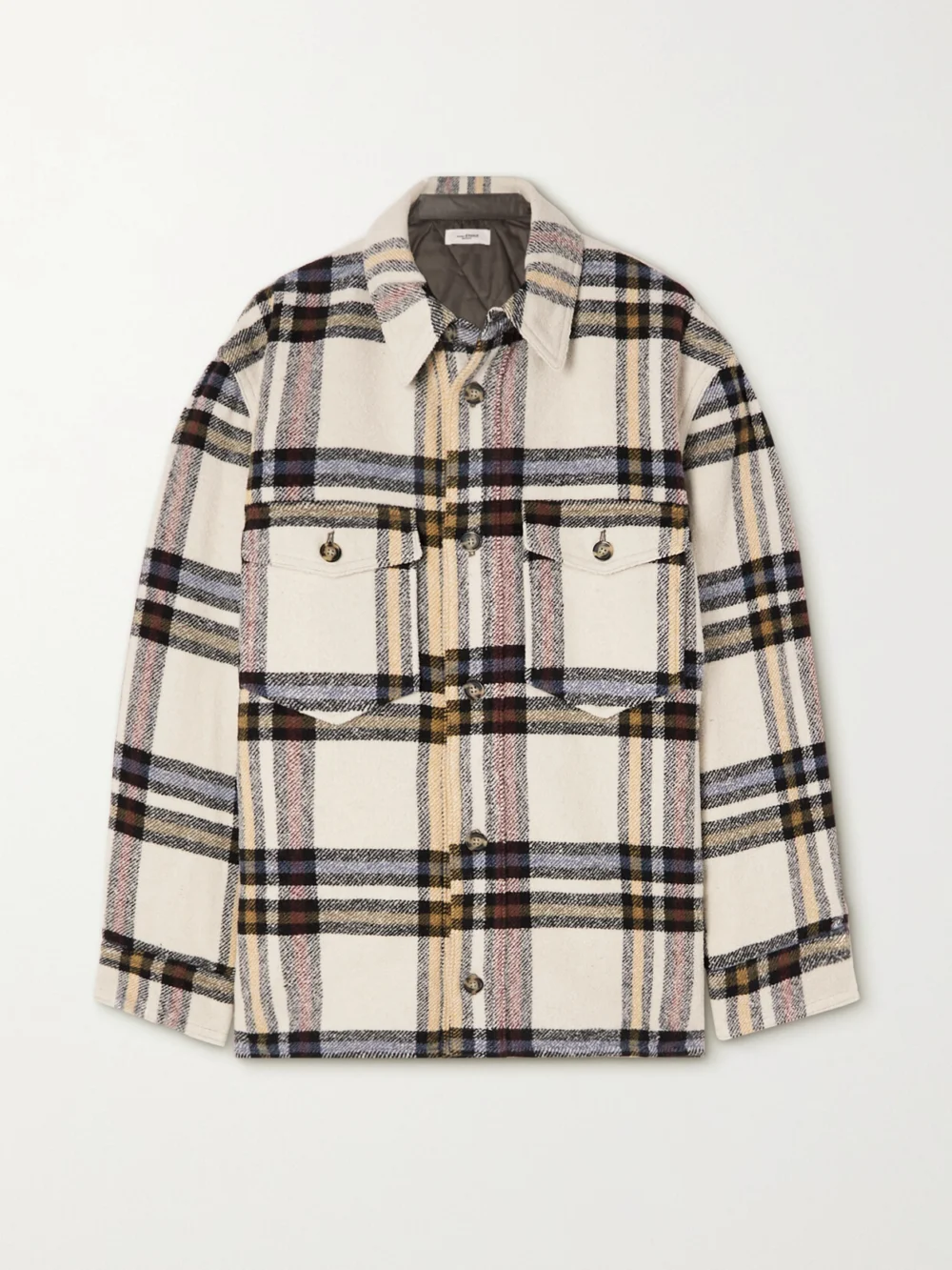 Marant Étoile Ervey Checked Flannel Jacket in ecru