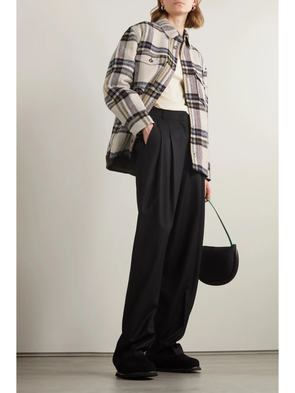 Marant Étoile Ervey Checked Flannel Jacket, worn by a model
