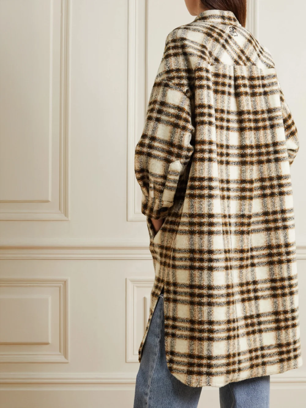 Back view of the Marant Étoile Fontizi Checked Wool-blend Coat