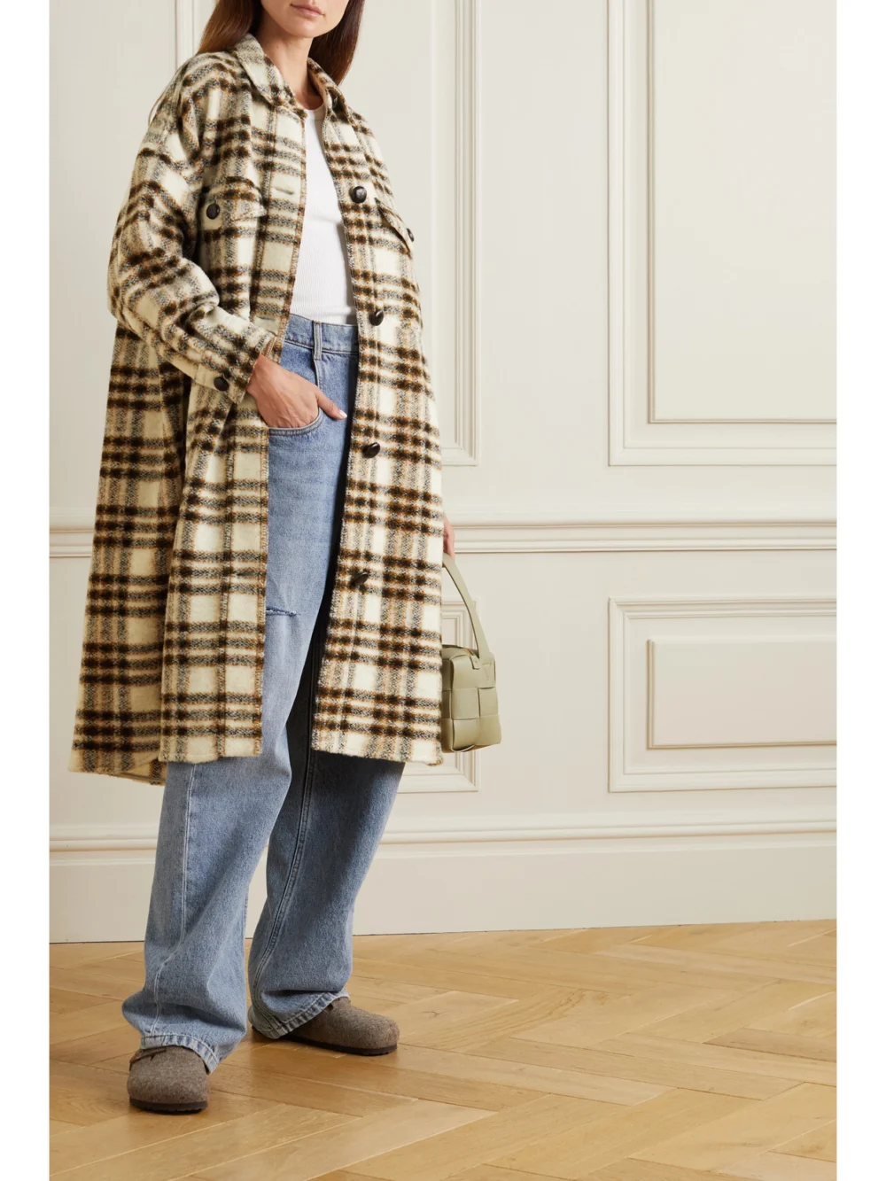 Marant Étoile Fontizi Checked Wool-blend Coat, worn by a model