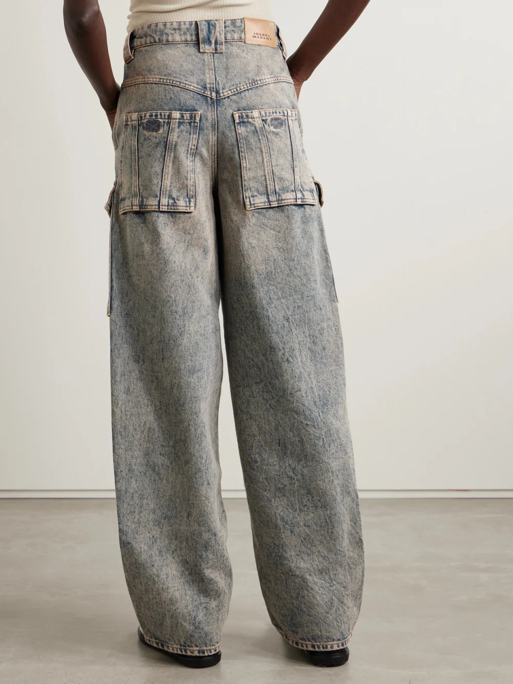 Back view of the Marant Étoile Heilani High-rise Straight-leg Cargo Jeans