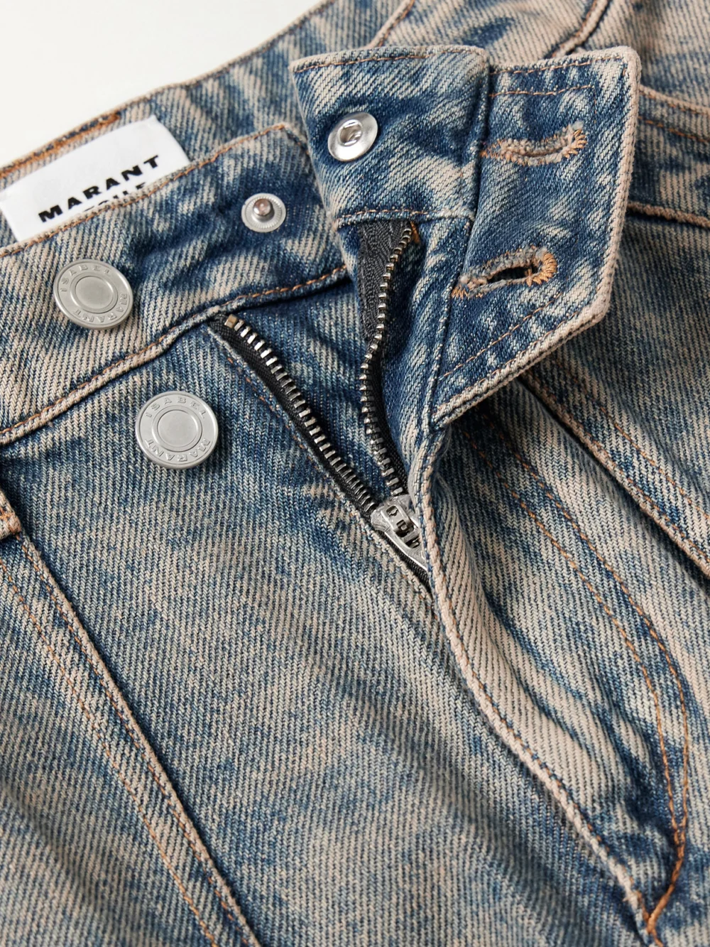 Close-up detail of the Marant Étoile Heilani High-rise Straight-leg Cargo Jeans